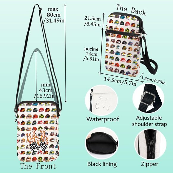 Versatile Checkered Flag Crossbody Bag - Perfect for Racing and Daily Adventures - Picture 2 of 7